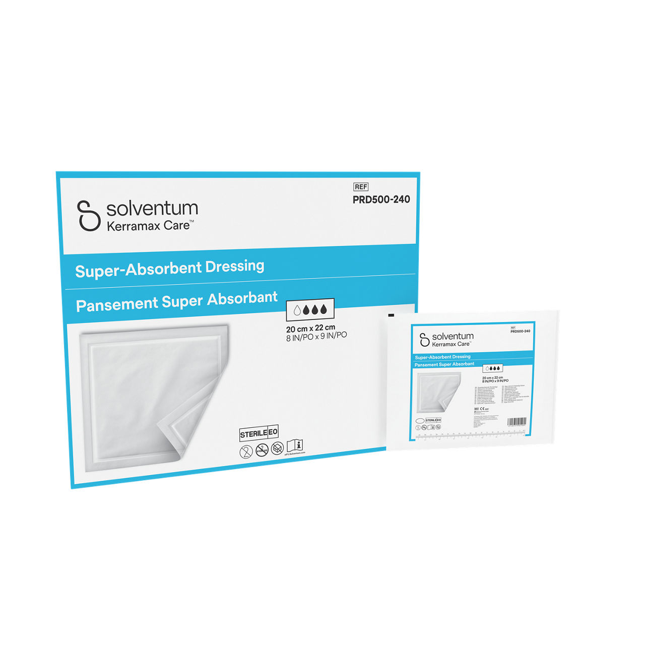 Solventum™ Kerramax Care™ Pansament Super Absorbant, PRD500-240, 20 cm x 22 cm (8 IN/PO x 9 IN/PO), 10/CAR