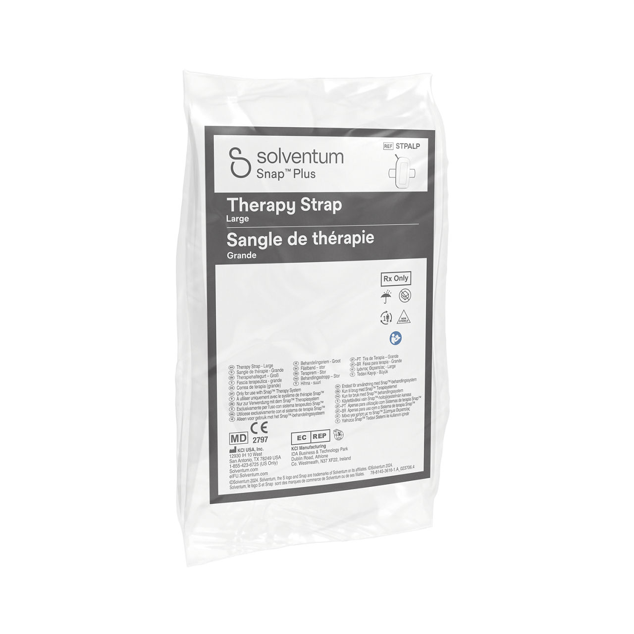 Solventum™ Snap™ Plus Therapy Strap, STPALPV004, Large, Athlone, IH1078249, BSI MDR, SLV RB - Front, Left, In Packaging (1L1)