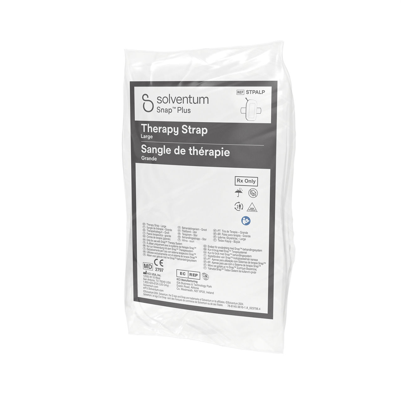 Solventum™ Snap™ Plus Therapy Strap, STPALPV004, Large, Athlone, IH1078249, BSI MDR, SLV RB - Front, Right, In Packaging (1R1)