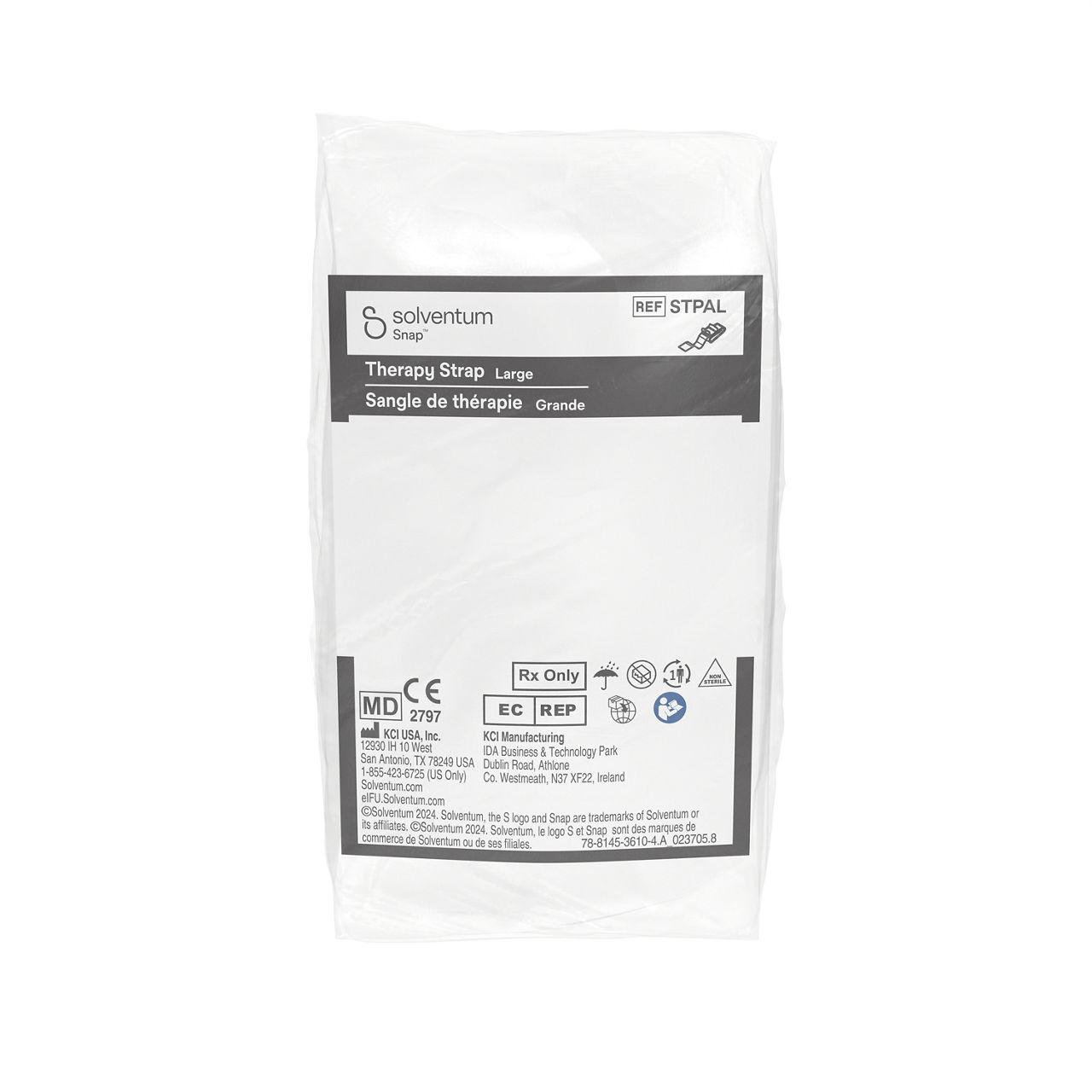 Solventum™ Snap™ Plus Therapy Strap, STPALV004, Large, Anthlone, IH1078249, BSI MDR, SLV RB - Front, Center, In Packaging (1C1)