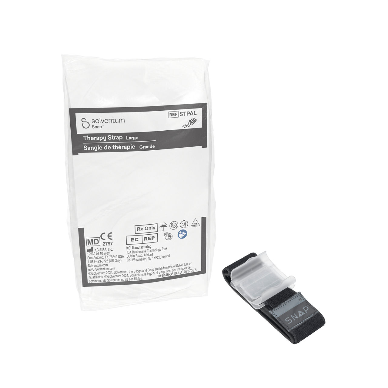 Solventum™ Snap™ Plus Therapy Strap, STPALV004, Large, Anthlone, IH1078249, BSI MDR, SLV RB - Front, Left, In Packaging (1L1)