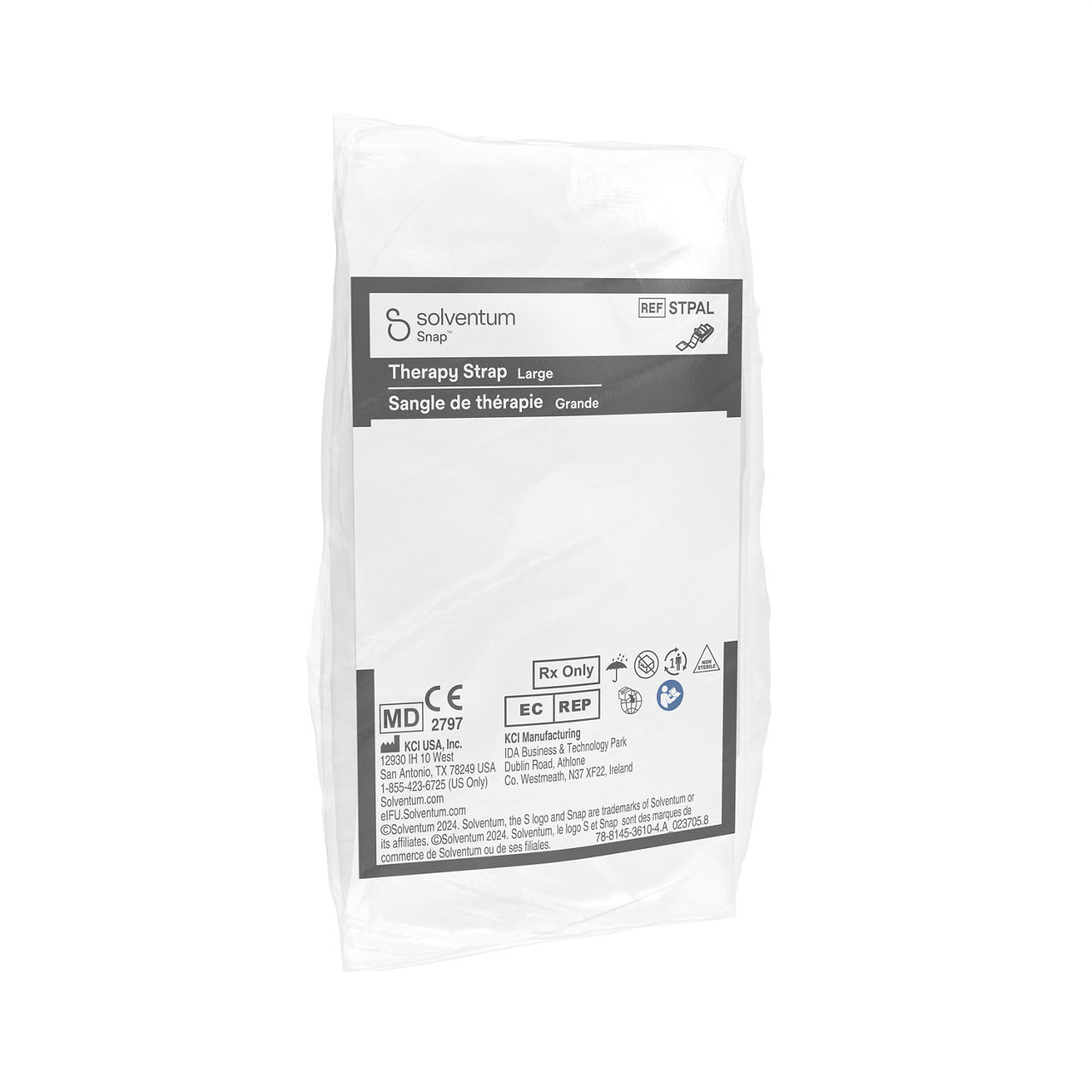 Solventum™ Snap™ Plus Therapy Strap, STPALV004, Large, Anthlone, IH1078249, BSI MDR, SLV RB - Front, Left, In Packaging (1L1)