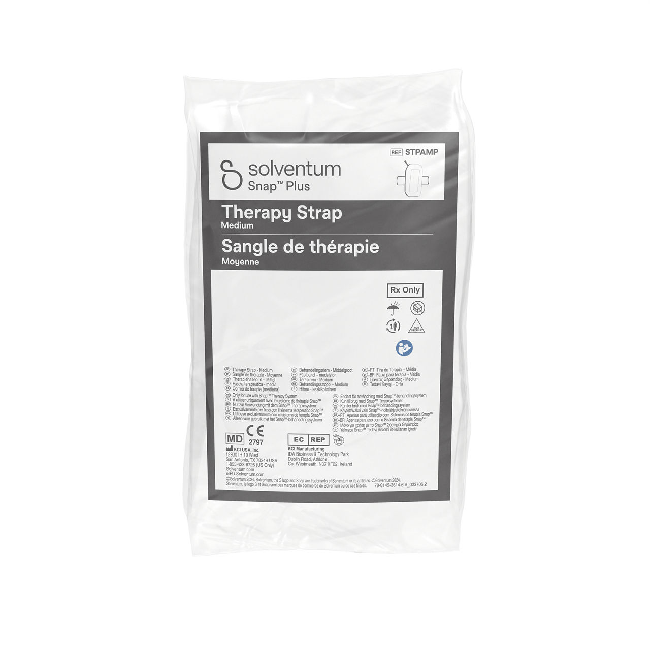 Solventum™ Snap™ Plus Therapy Strap, STPAMPV004, Medium, Anthlone, IH1078249, BSI MDR, SLV RB - Front, Center, In Packaging (1C1)