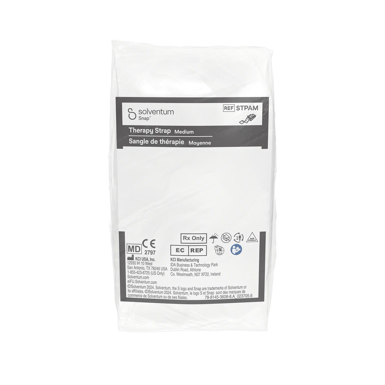 Solventum™ Snap™ Plus Therapy Strap, STPAMV004, Medium, Anthlone, IH1078249, BSI MDR, SLV RB - Front, Center, In Packaging (1C1)