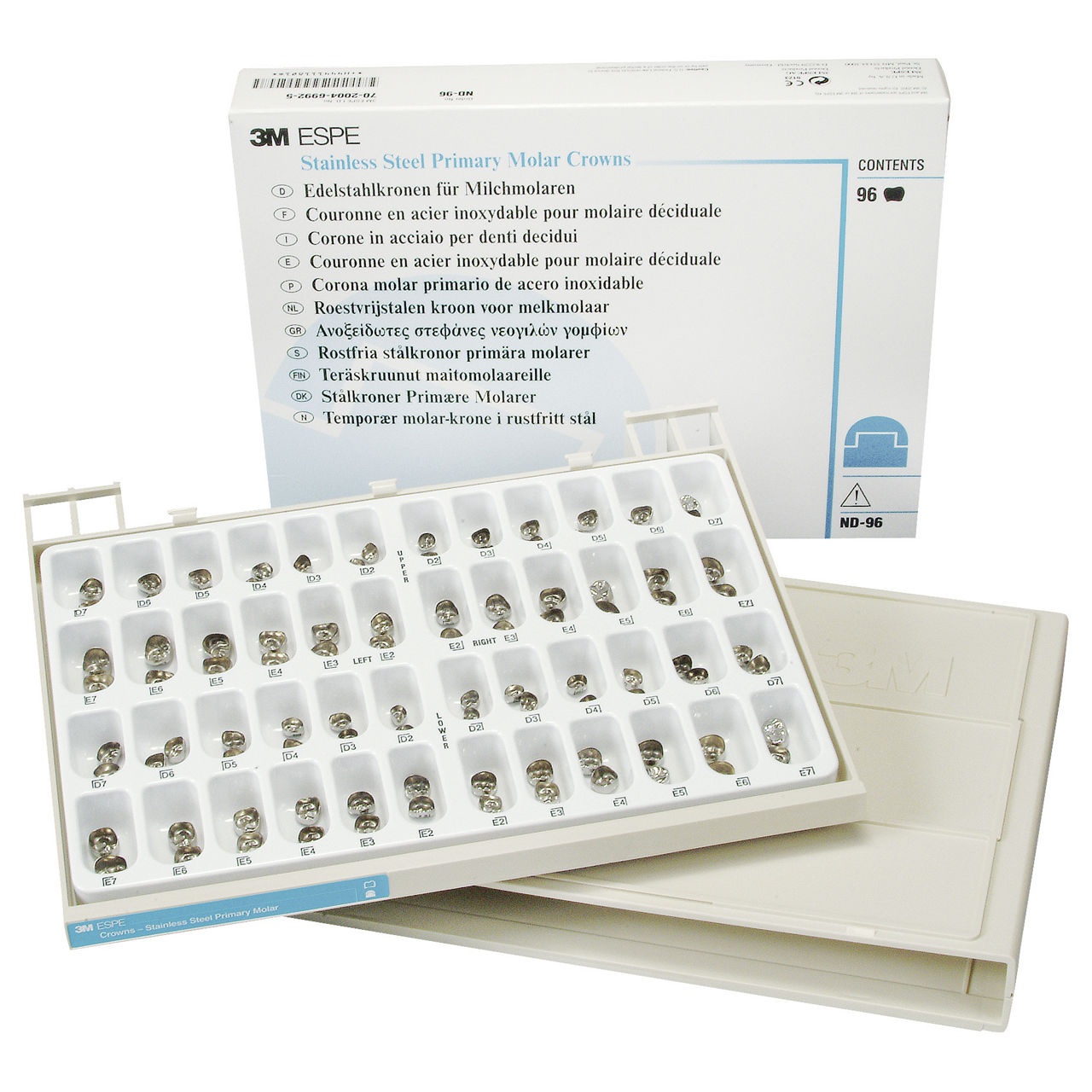 3M™ ESPE™ Stainless Steel Primary Molar Crowns, ND-96, Kit