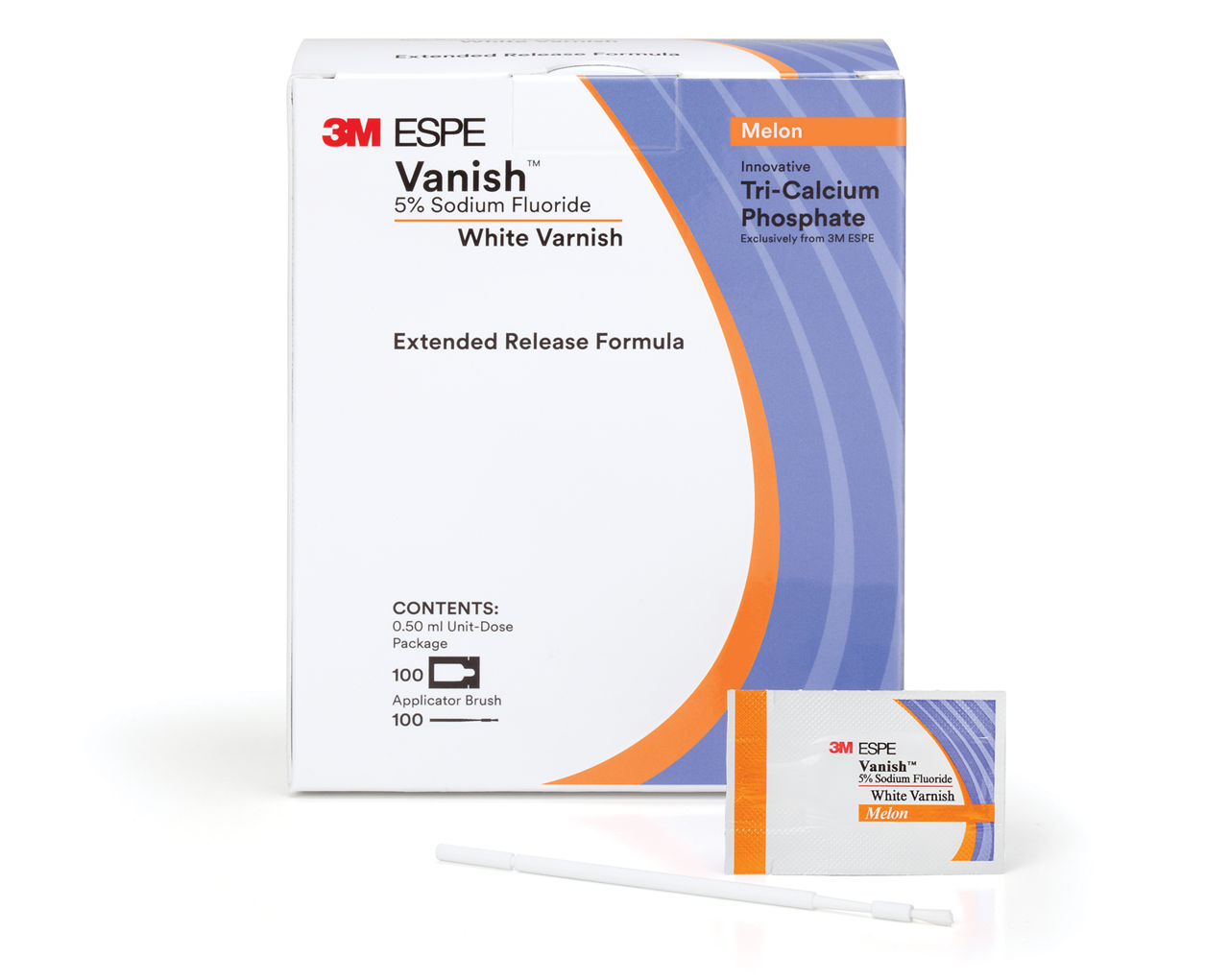 3M™ Vanish™ 5% Sodium Fluoride White Varnish, 12151L, Melon Flavor, 0.5mL/Dose, 1000 Doses/Pack