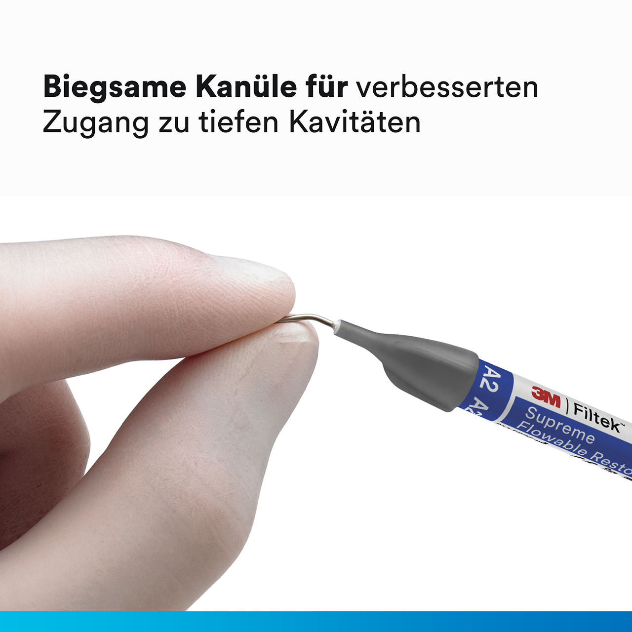 ZZ-Archive 6- Filtek Supreme Flowable Syringe: Kolben zeigt verbleibendes Komposit mit blauer Farbe an