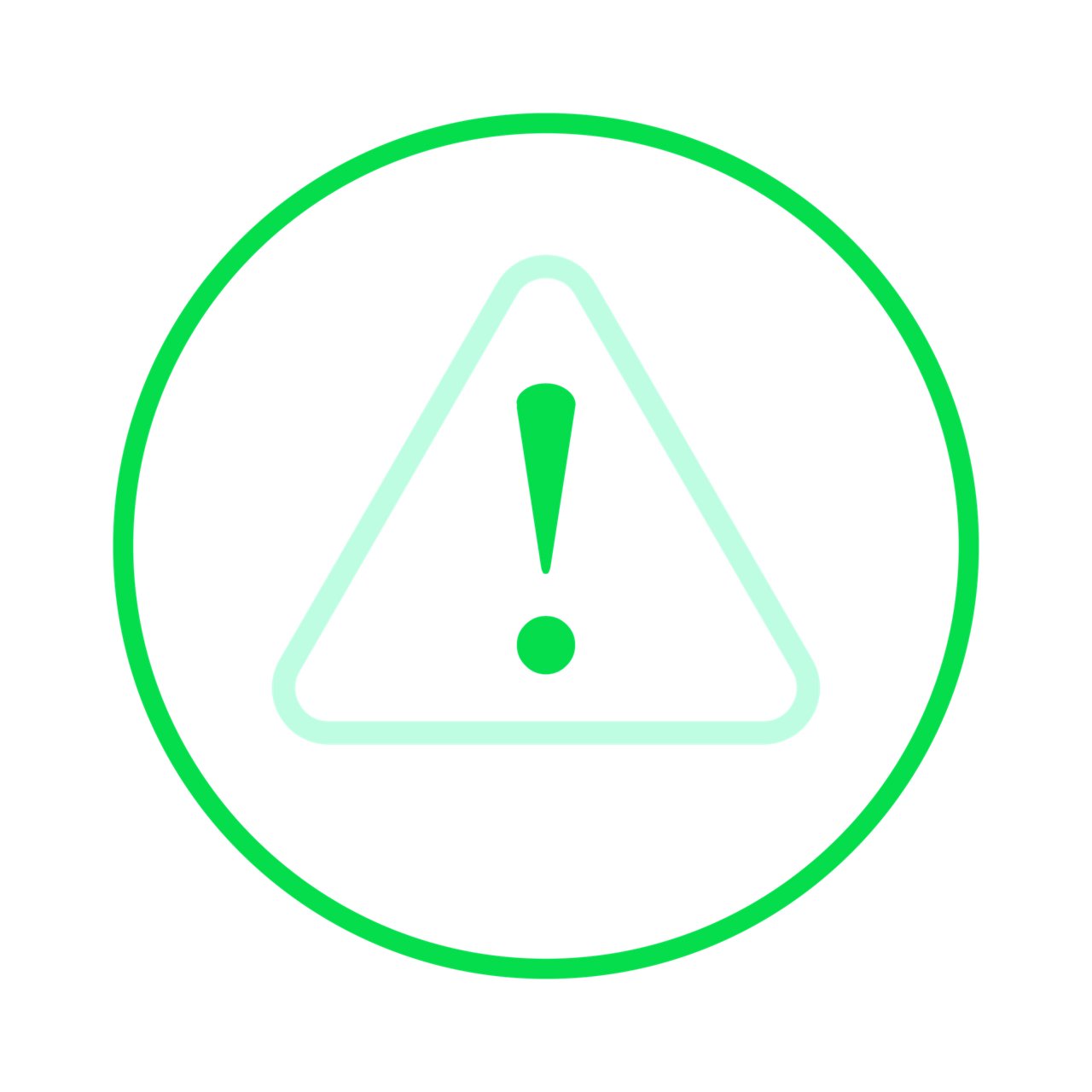 Icon illustrating an alert with exclamation point - light