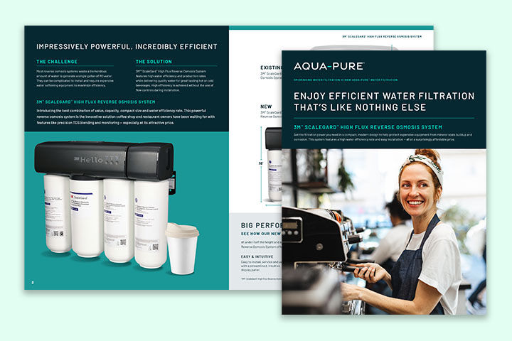 cover of the 3M ScaleGard High Flux Reverse Osmosis System brochure on a light gray background