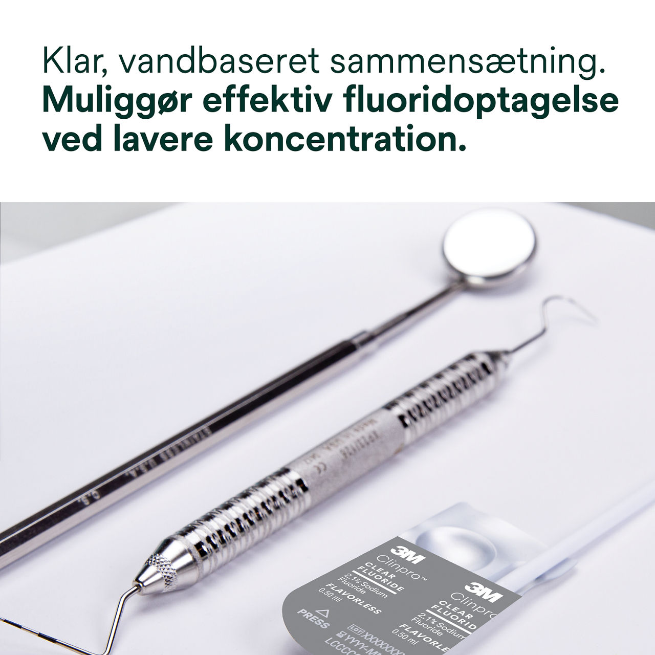 Clinpro Clear, Smagsfri: Gennemsigtig vandanalyse-baseret formel muliggør effektiv optagelse af fluor.