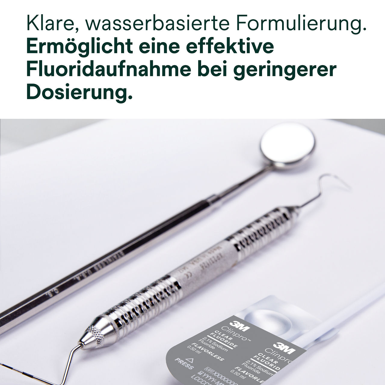 Clinpro Clear, Geschmacksneutral: Die klare, wasserbasierte Formel ermöglicht eine effektive Fluoridaufnahme.