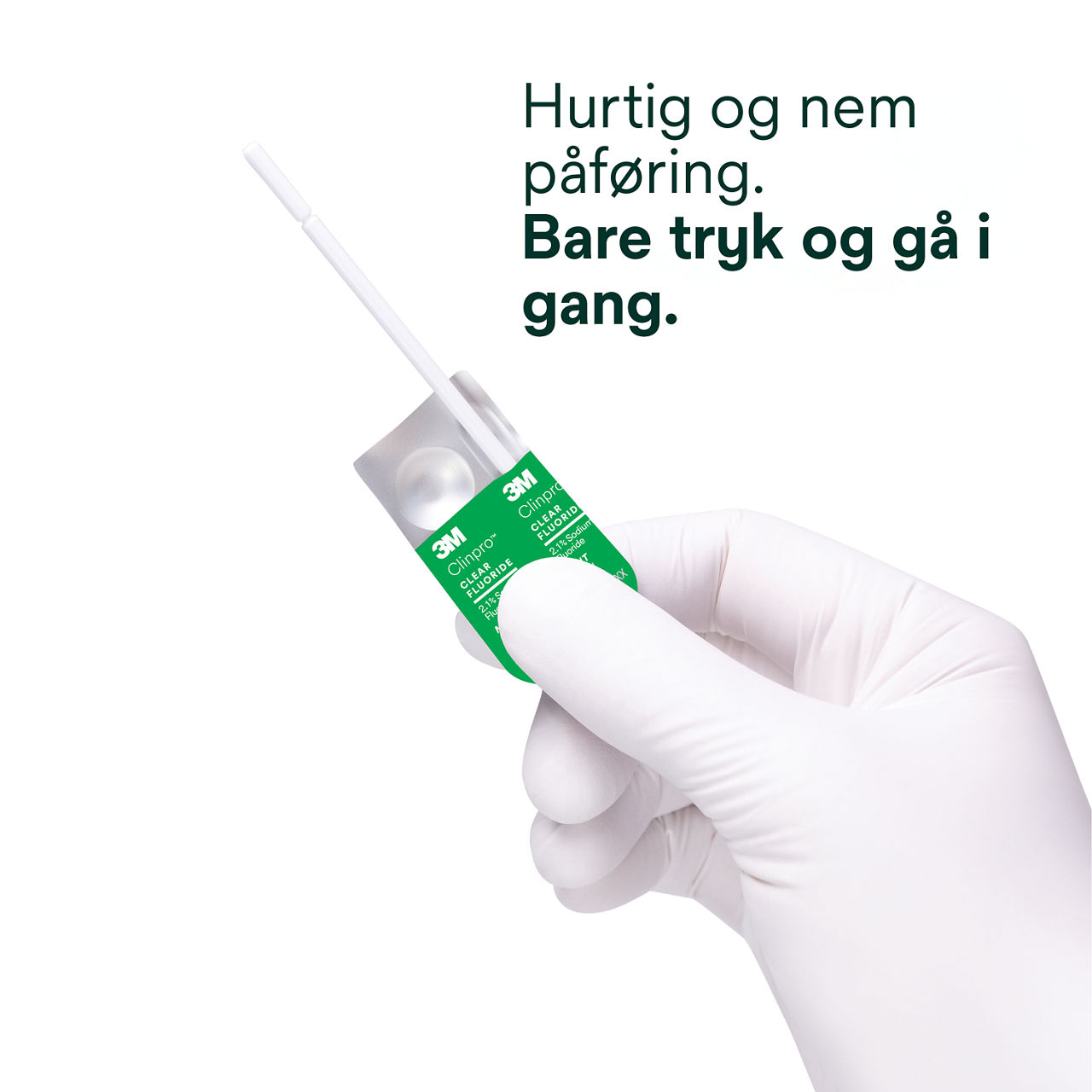 Clinpro Clear, Mint: Hurtig og nem påsætning – bare tryk og gå