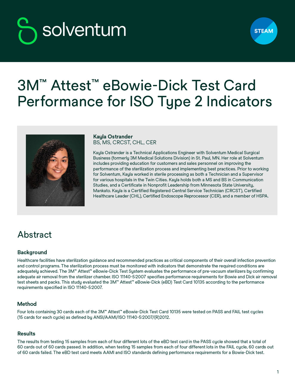 3M™ Attest™ eBowie-Dick Test Card Performance for ISO Type 2 Indicators, White Paper