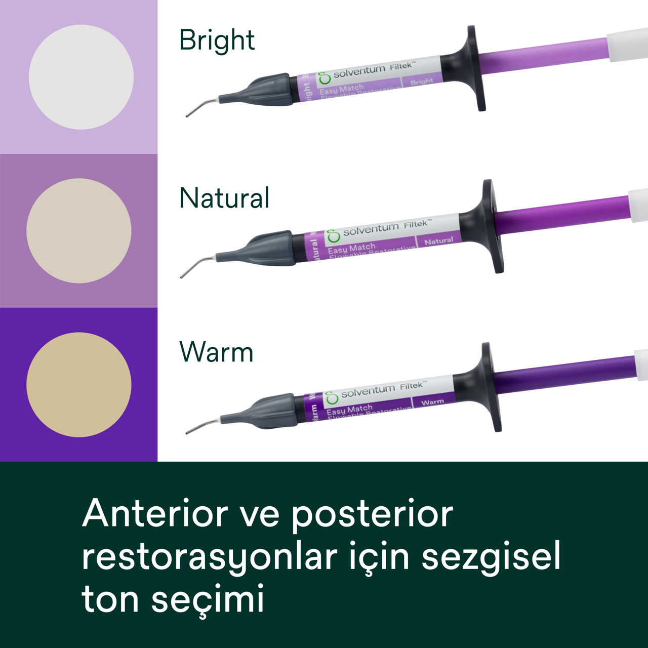 (1) Filtek™ Easy Match Flowable - Anterior ve posterior restorasyonlar için sezgisel ton seçimi
