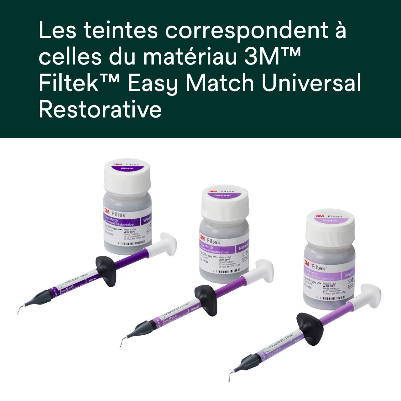 (2) Filtek™ Easy Match Flowable - Les teintes correspondent