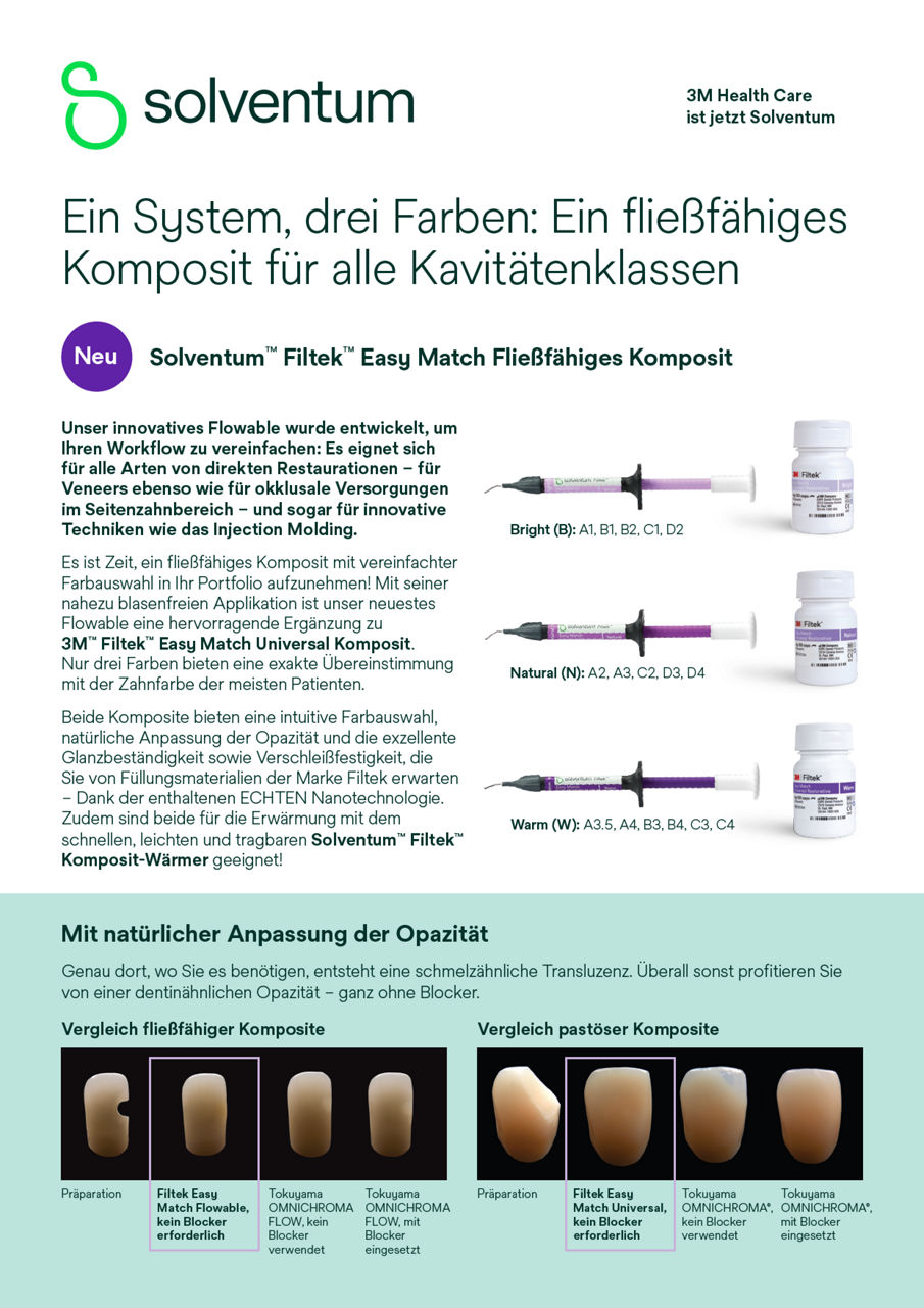 Solventum™ Filtek™ Easy Match Fließfähiges Komposit Sell Sheet