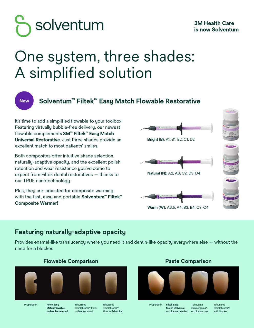 One system, three shades: A simplified solution