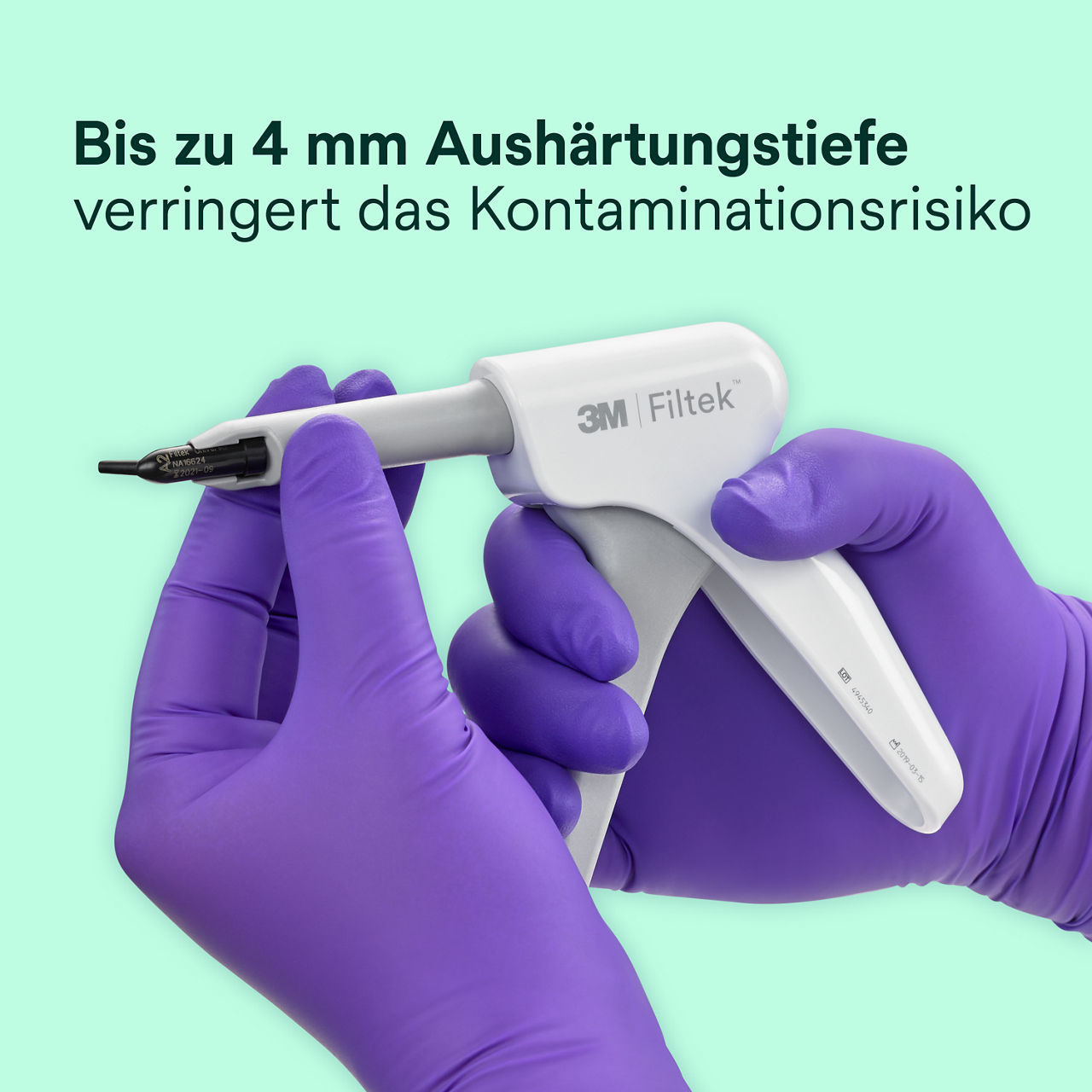 2- Filtek Bulk Fill Flowable Capsule: Bis zu 4 mm Aushärtungstiefe