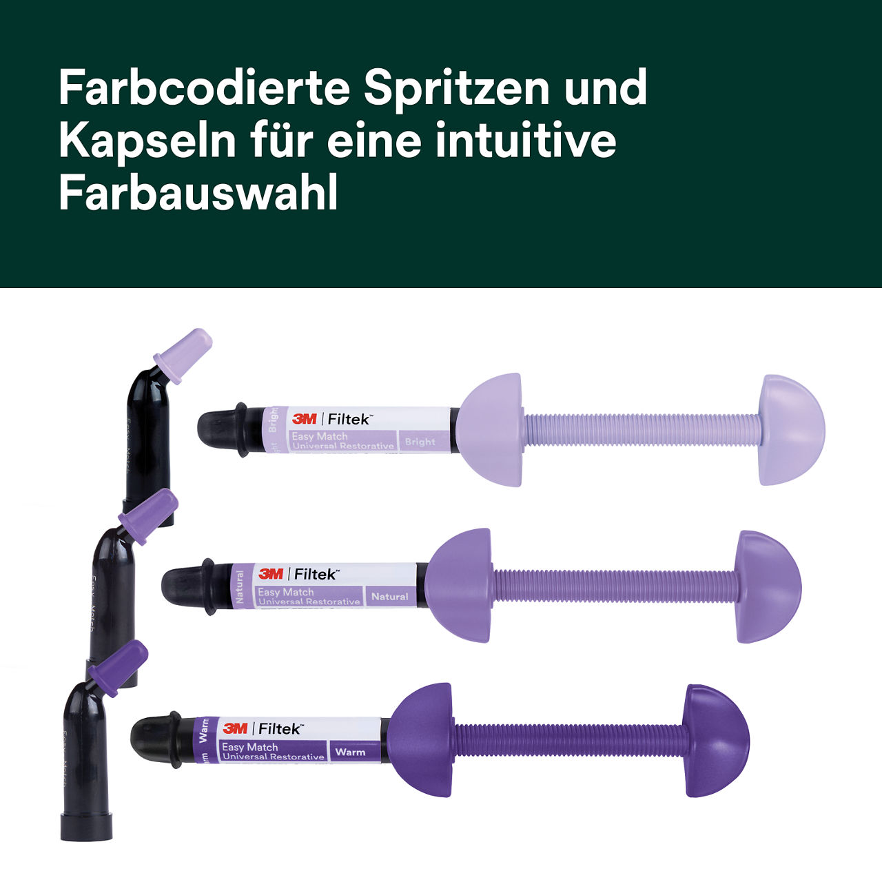 (2) Filtek™ Easy Match Universal Restorative farbcodierte Spritzen und Kapseln Bplus 6