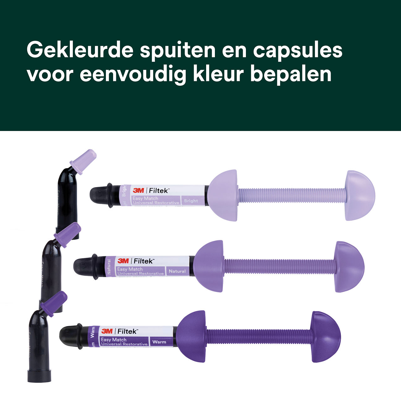 (2) Filtek™ Easy Match Universal Restorative Gekleurde spuiten en capsules Bplus 6