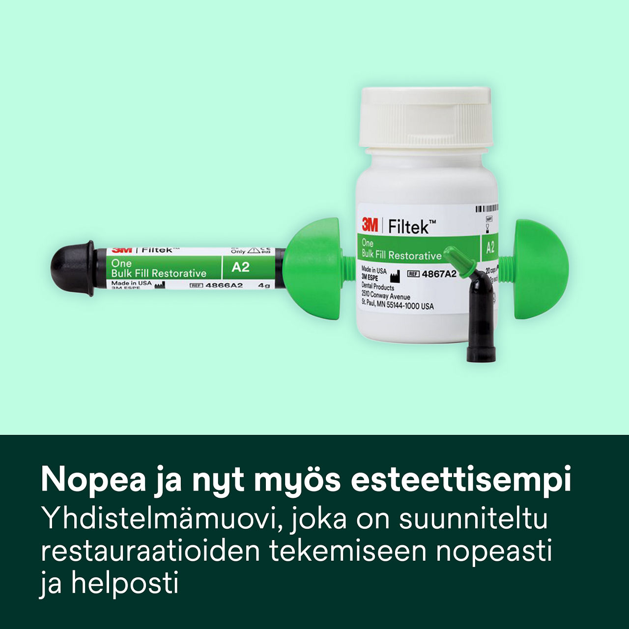1- Filtek One Bulk Fill: Nopea ja nyt myös esteettisempi
