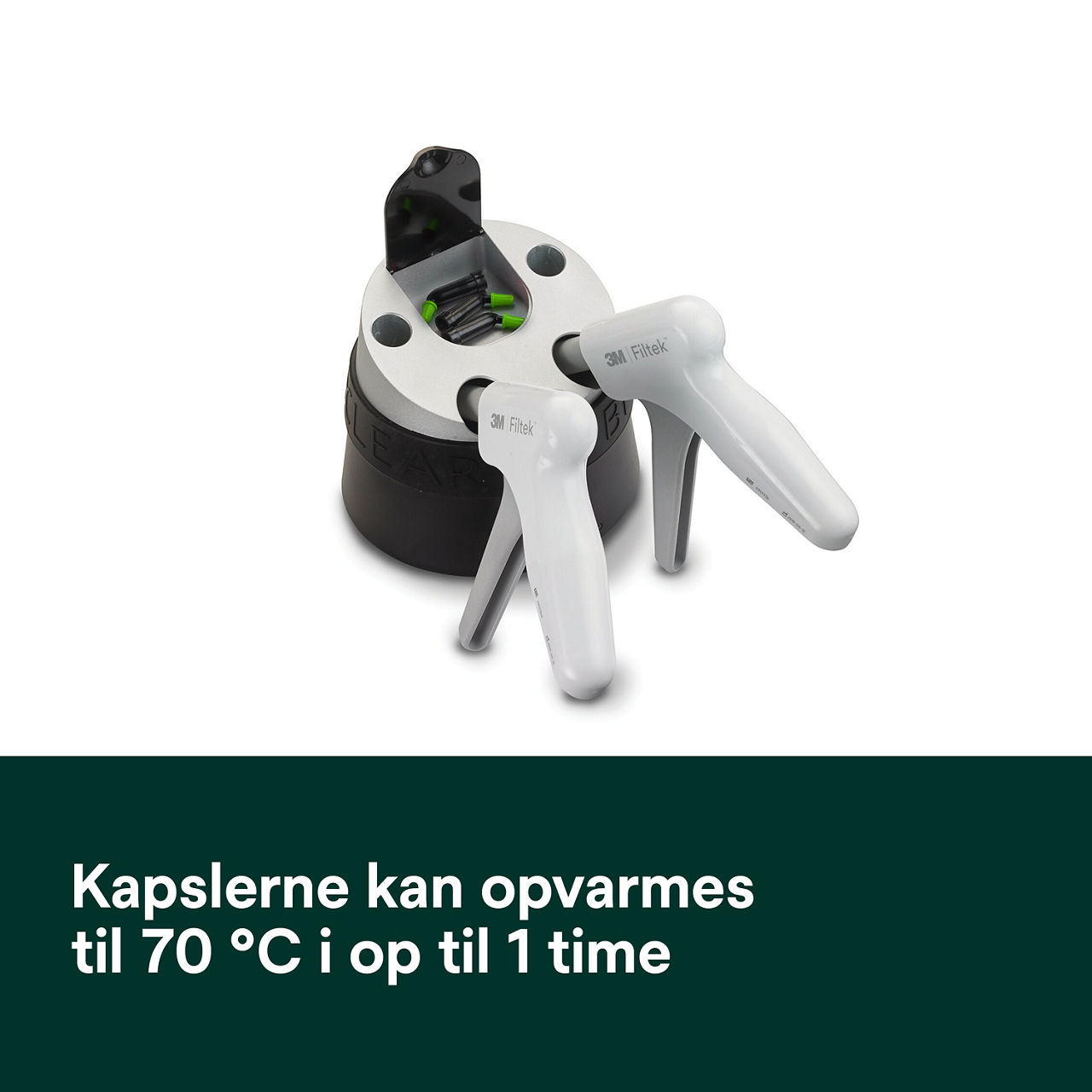 5- Filtek One Bulk Fill: Kapslerne kan opvarmes til 70 °C i op til 1 time