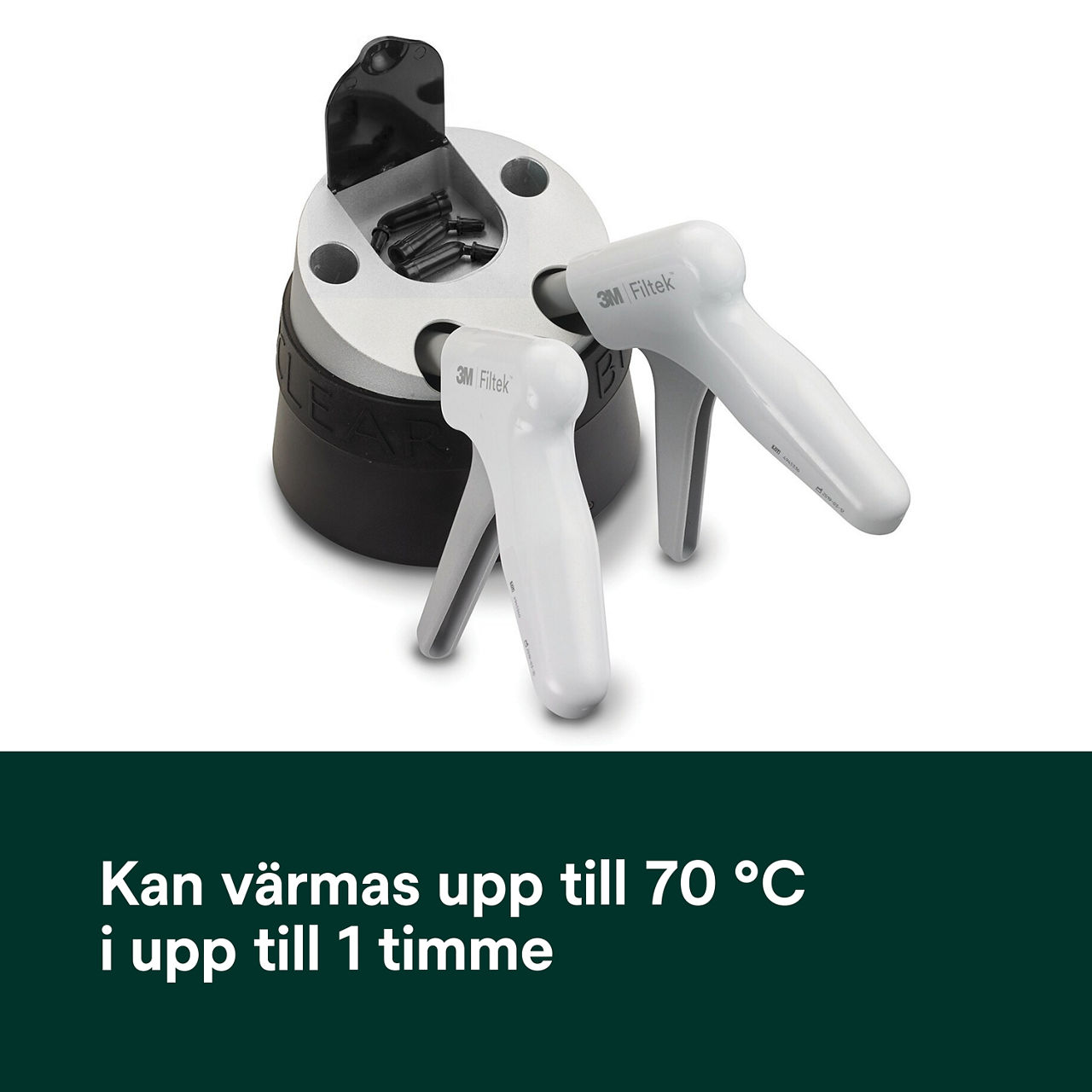 3- Filtek™ Supreme Flowable Capsule: Kan värmas upp till 70 °C i upp till 1 timme