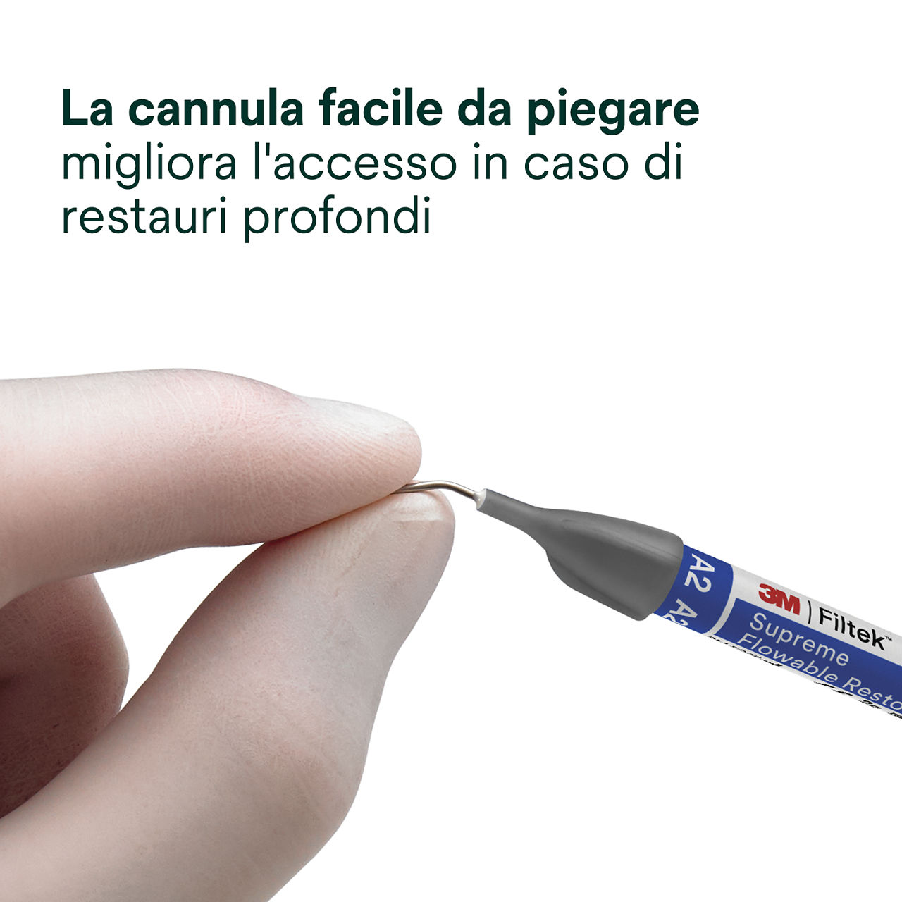 5- Filtek Supreme Flowable Siringa: La cannula facile da piegare