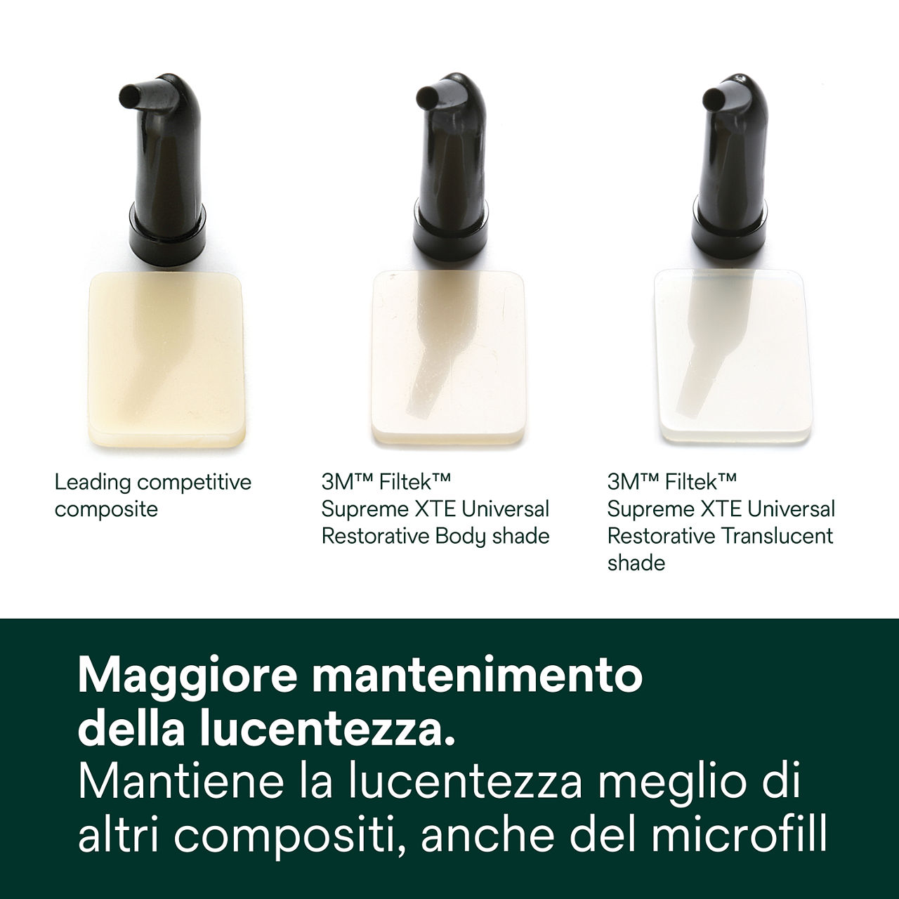 2- Filtek Supreme XTE: Maggiore mantenimento della lucentezza.