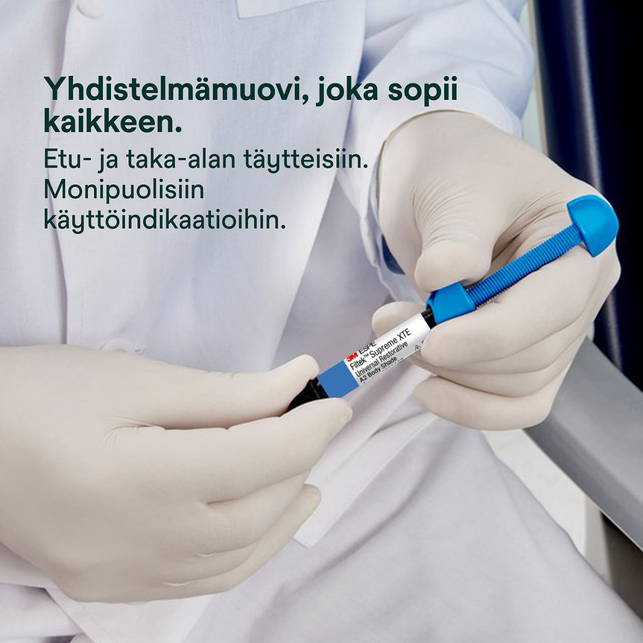 1- Filtek Supreme XTE Syringe: Yhdistelmämuovi, joka sopii kaikkeen.