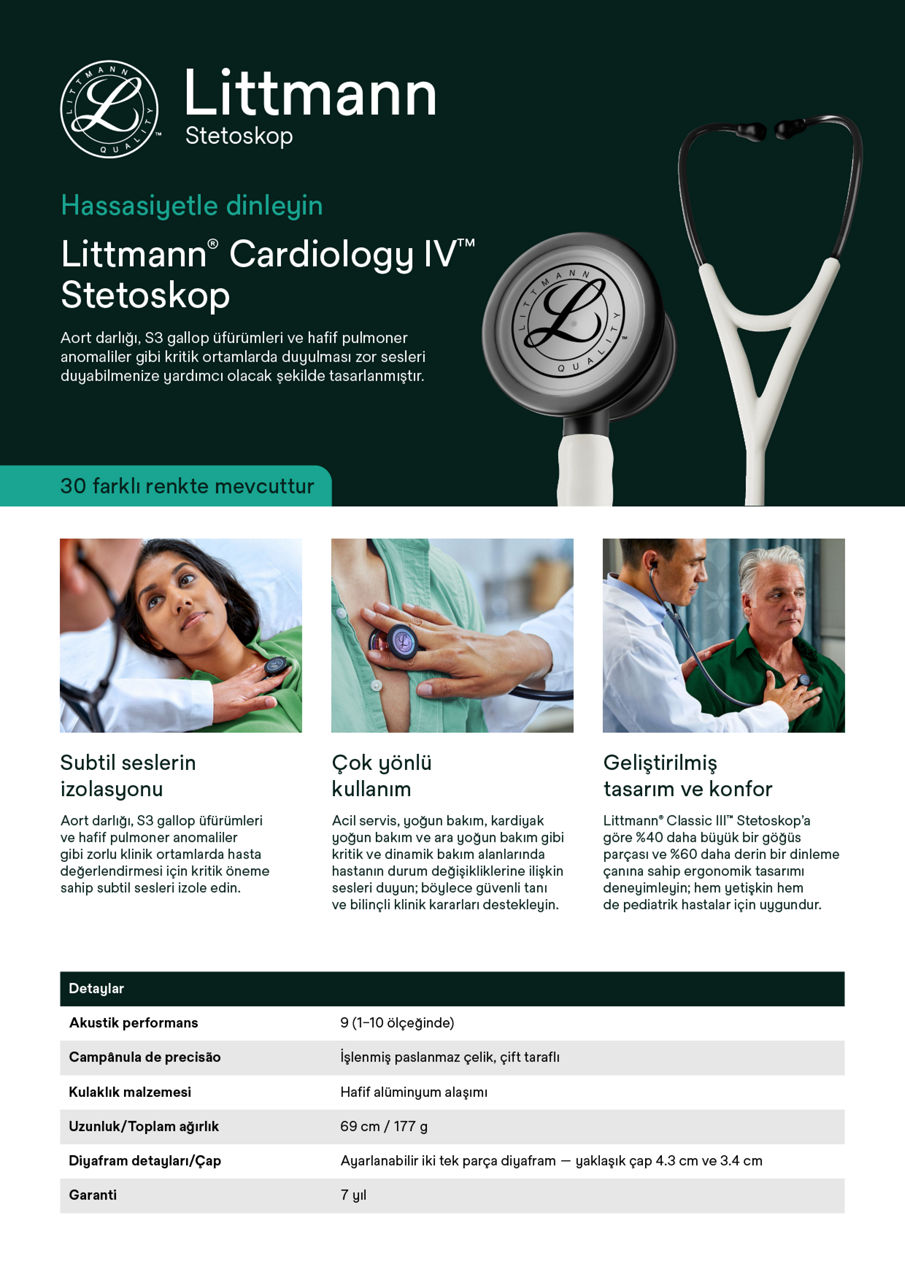 Littmann Cardiology IV A4 dijital satış föyü