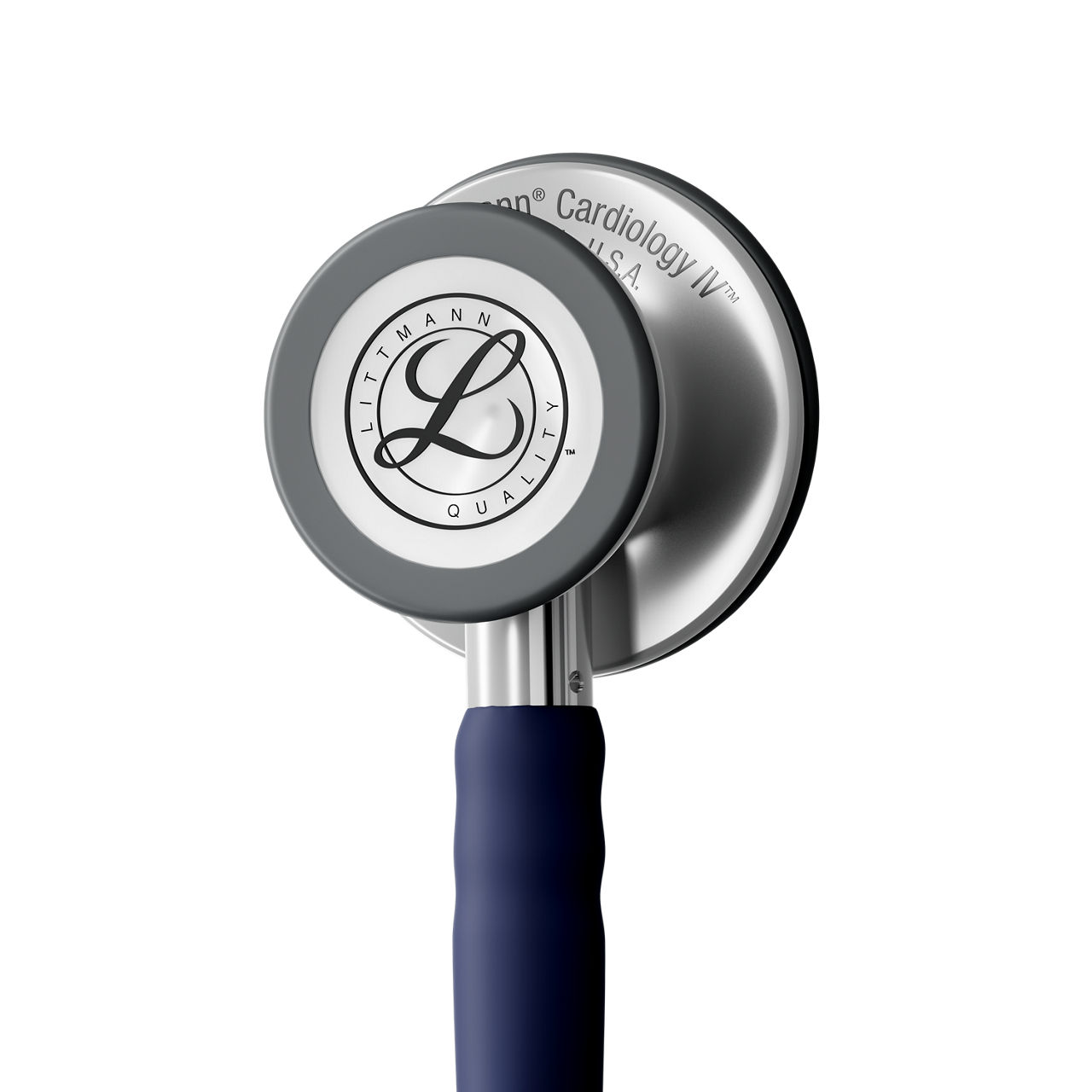 Littmann® Cardiology IV™ Stethoscope 6187c Satin-finish Midnight Blue Tube product render - in action