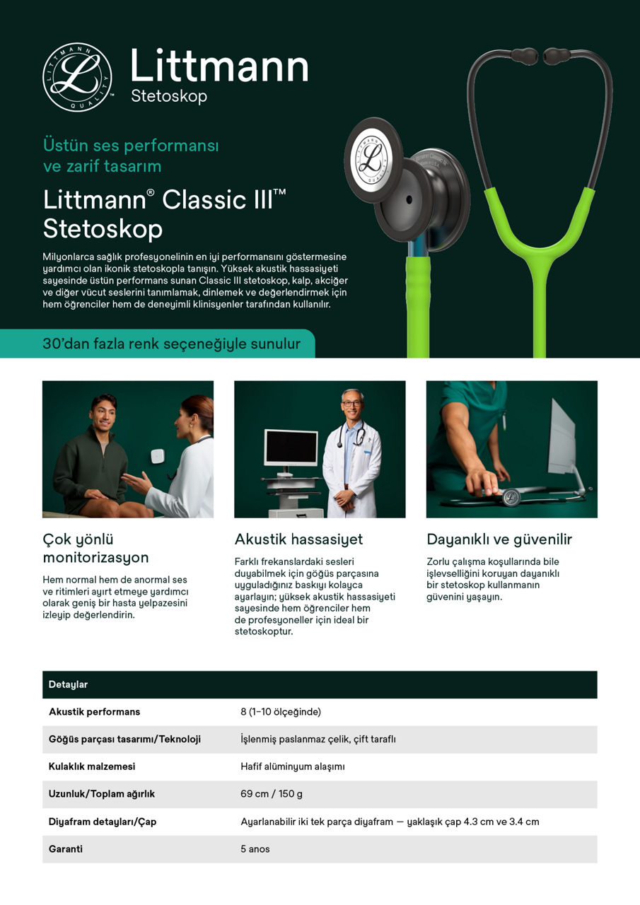 Littmann Classic III Satış Föyü A4 Dijital