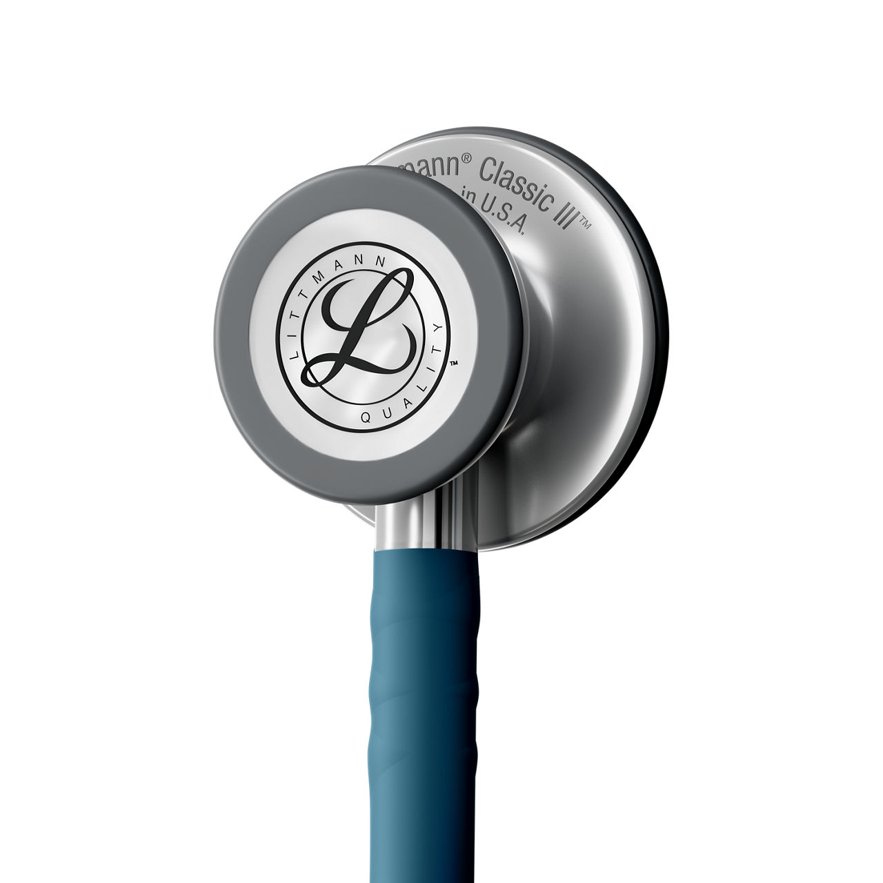 Littmann® Classic III™ Stethoscope 5623 Caribbean Blue Tube product render - in action