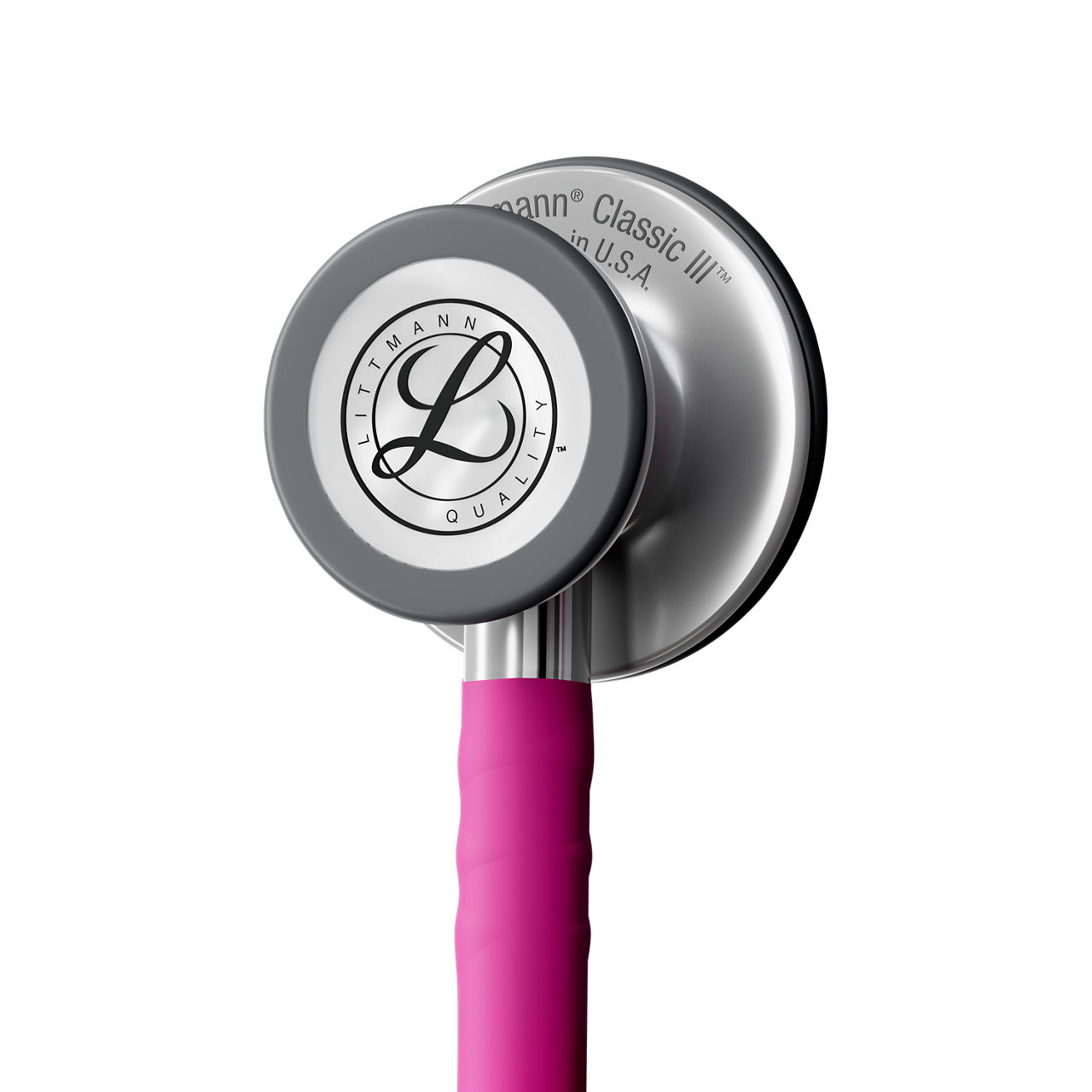 Littmann® Classic III™ Monitoring Stethoscope 5648 Raspberry Tube product render - in action