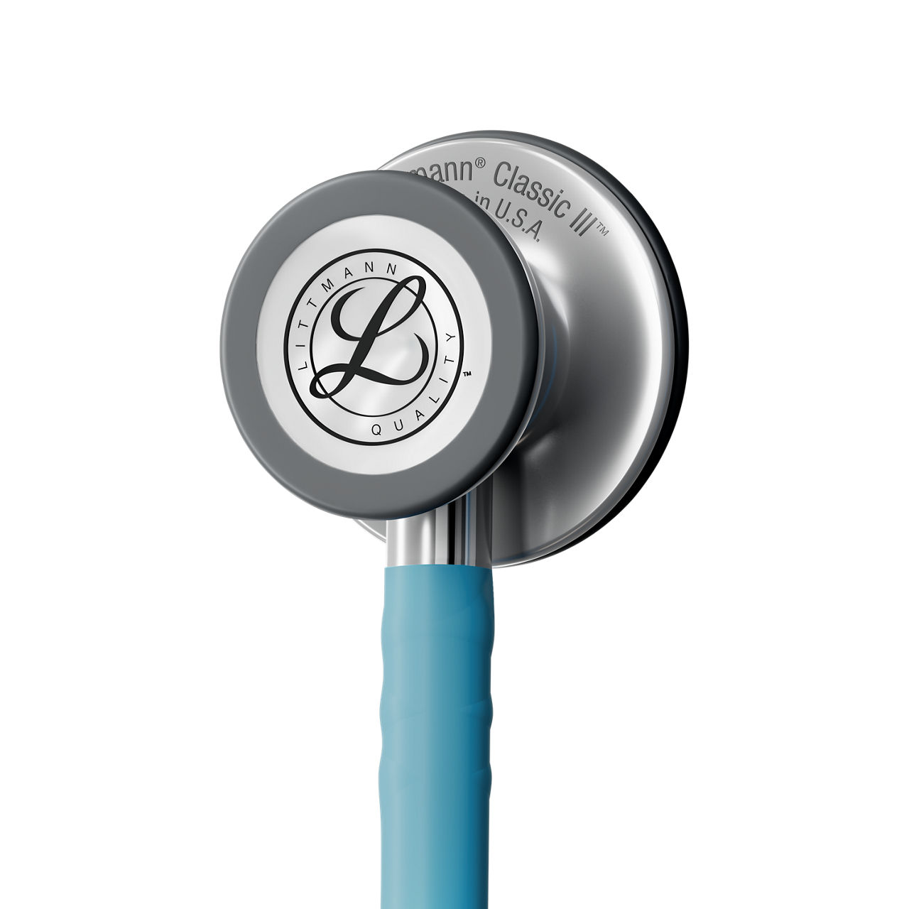 Littmann® Classic III™ Stethoscope 5912c Satin-finish Marine Blue Tube product render - in action