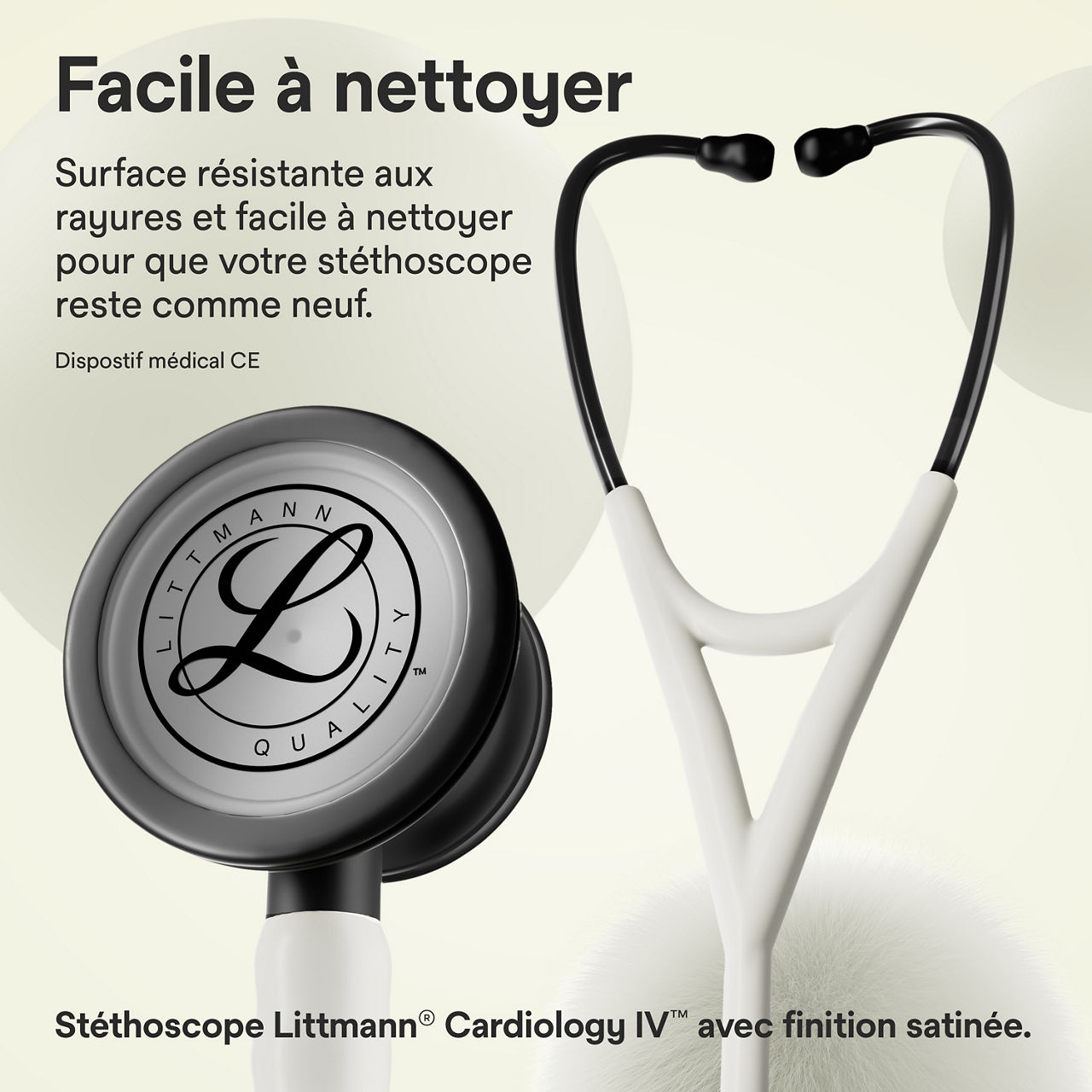 Littmann satinée B+ Cardiology – Pavillon et embouts auriculaires couleur alabaster (3000x3000)