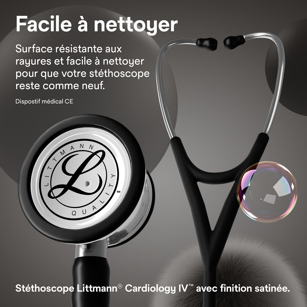 Littmann finition satinée B+ Cardiology – Pavillon et embouts auriculaires couleur noir (3000x3000)