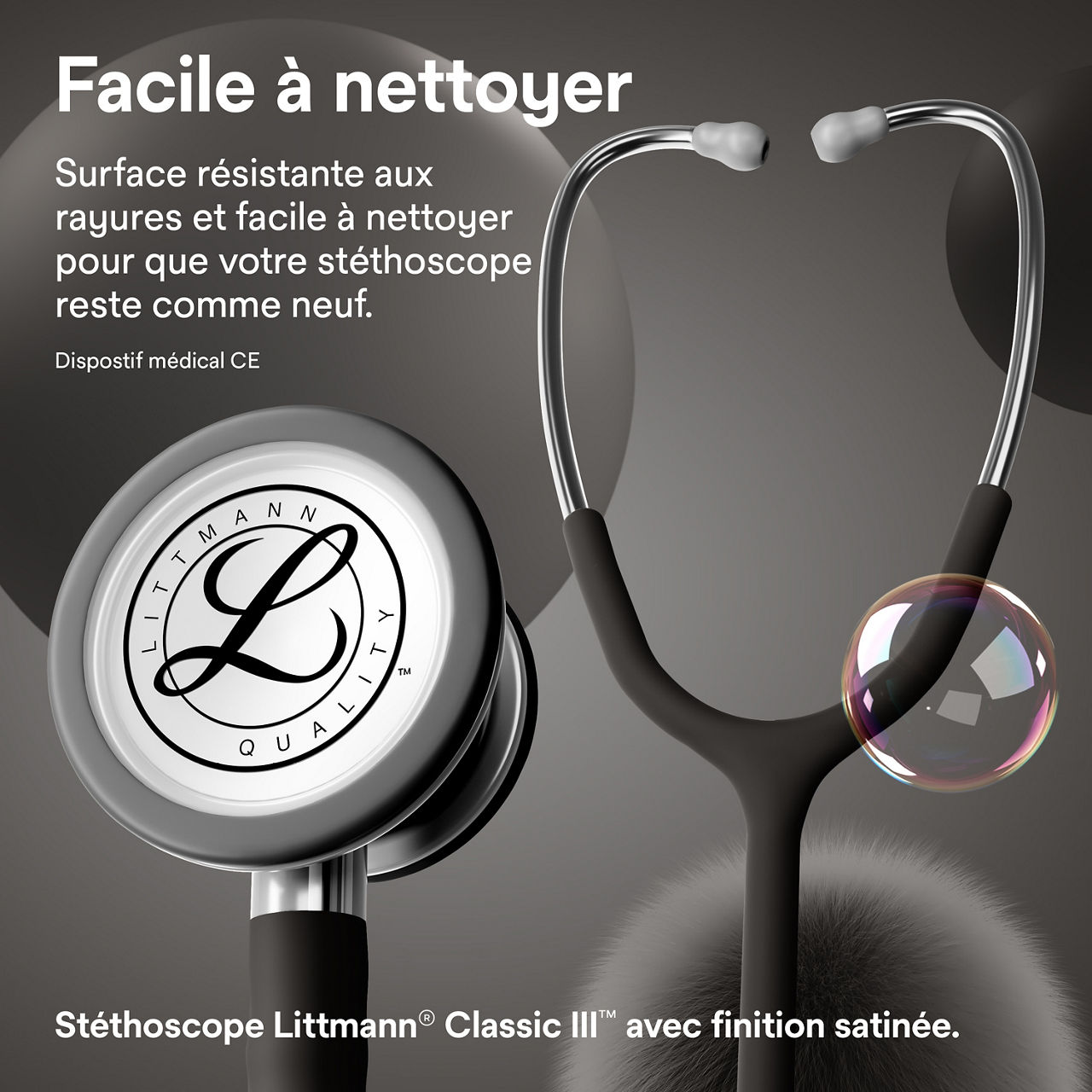 Littmann finition satinée B+ Classic – Pavillon et embouts auriculaires couleur noir (3000x3000)