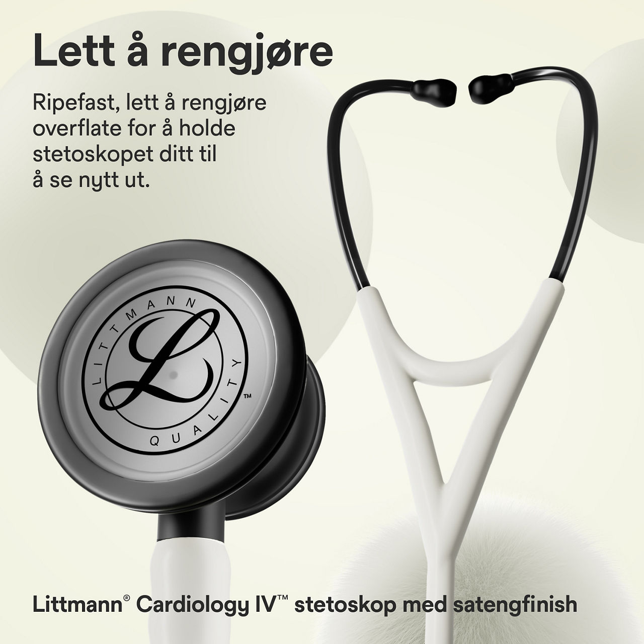 Littmann Cardiology stetoskop alabaster satin finish bryst og øre