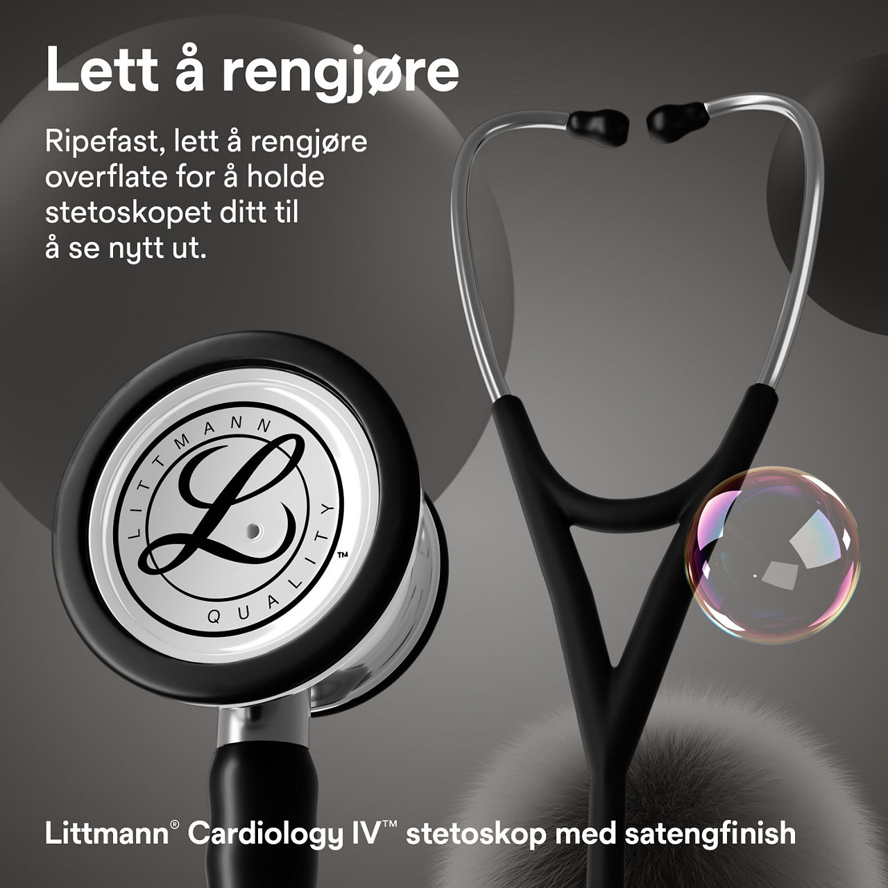 Littmann Cardiology stetoskop svart satin finish bryst og øre
