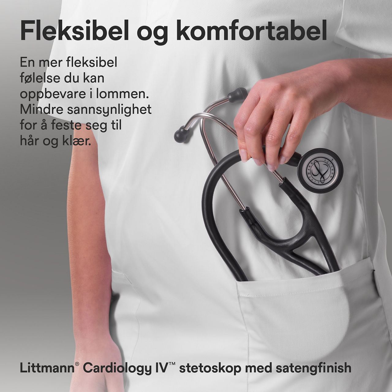 Littmann Cardiology stetoskop svart satin finish i lomme