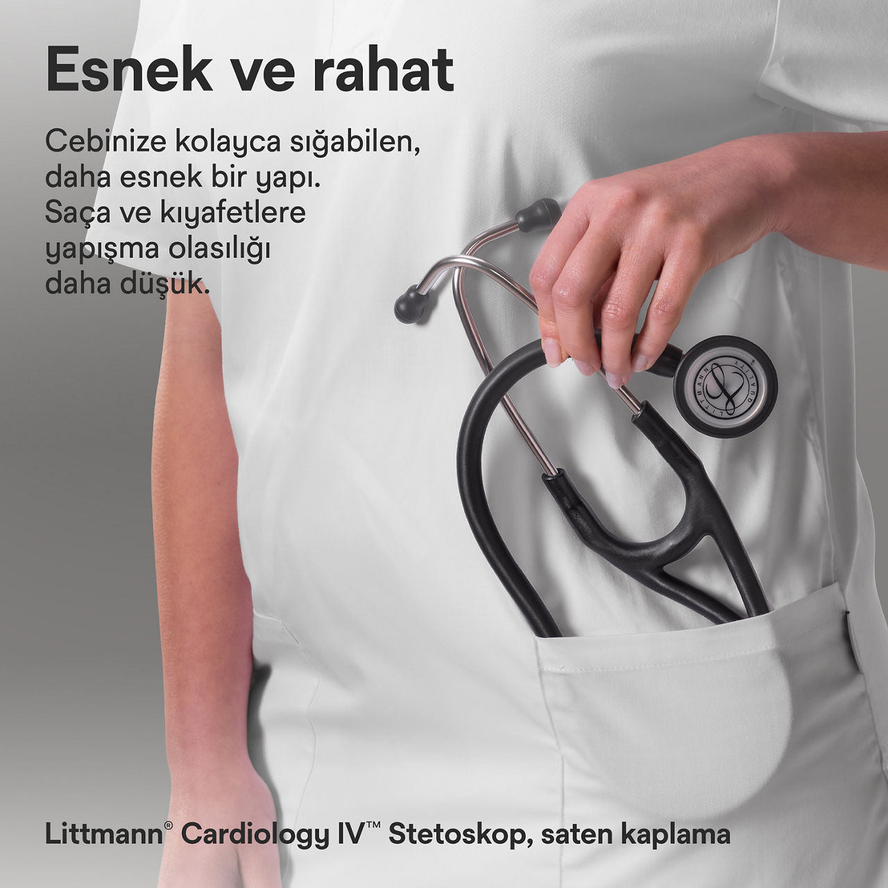 Littmann Cardiology Satin Finish siyah cepte stetoskop