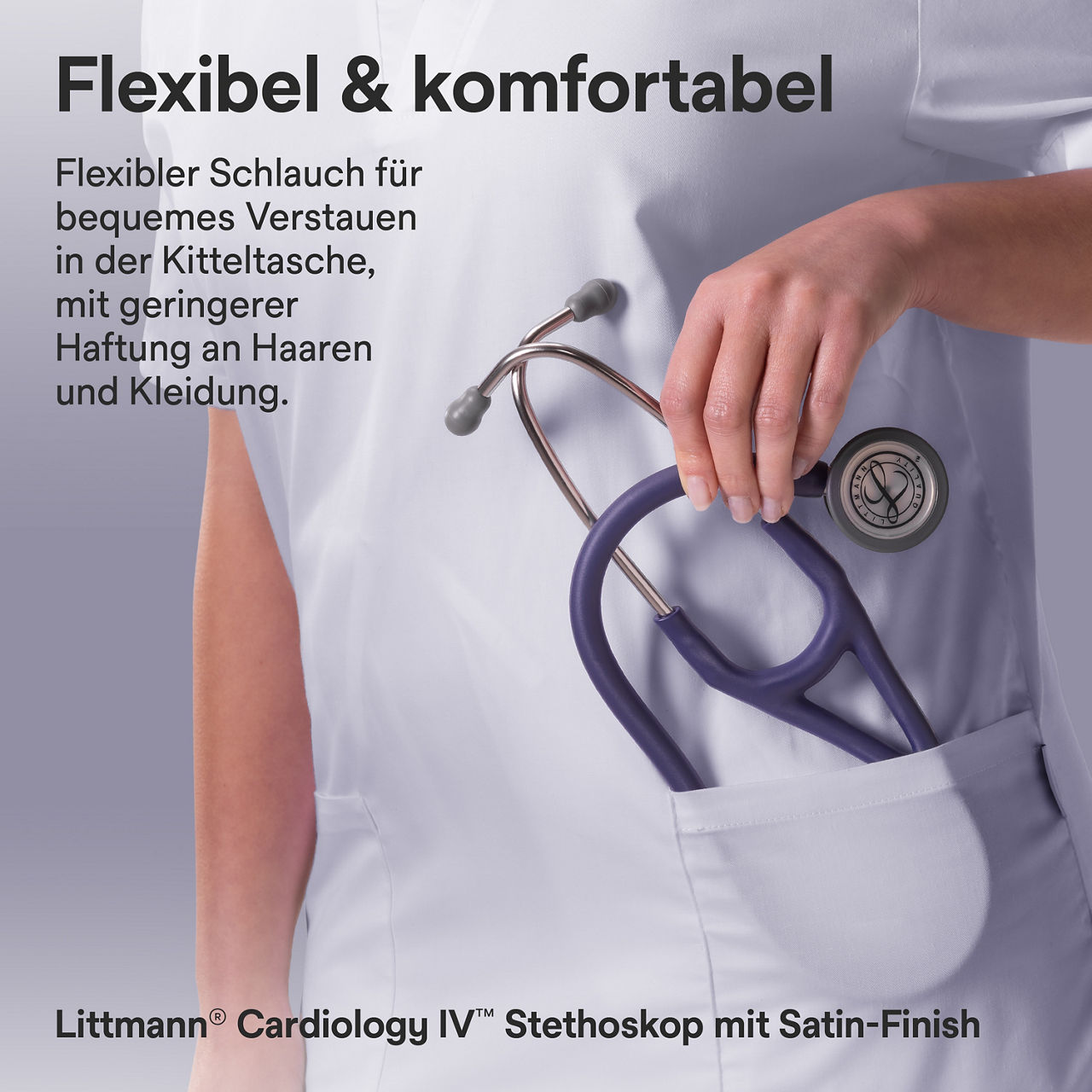 Littmann Cardiology Satin Finish Stethoskop in Midnight in der Kitteltasche