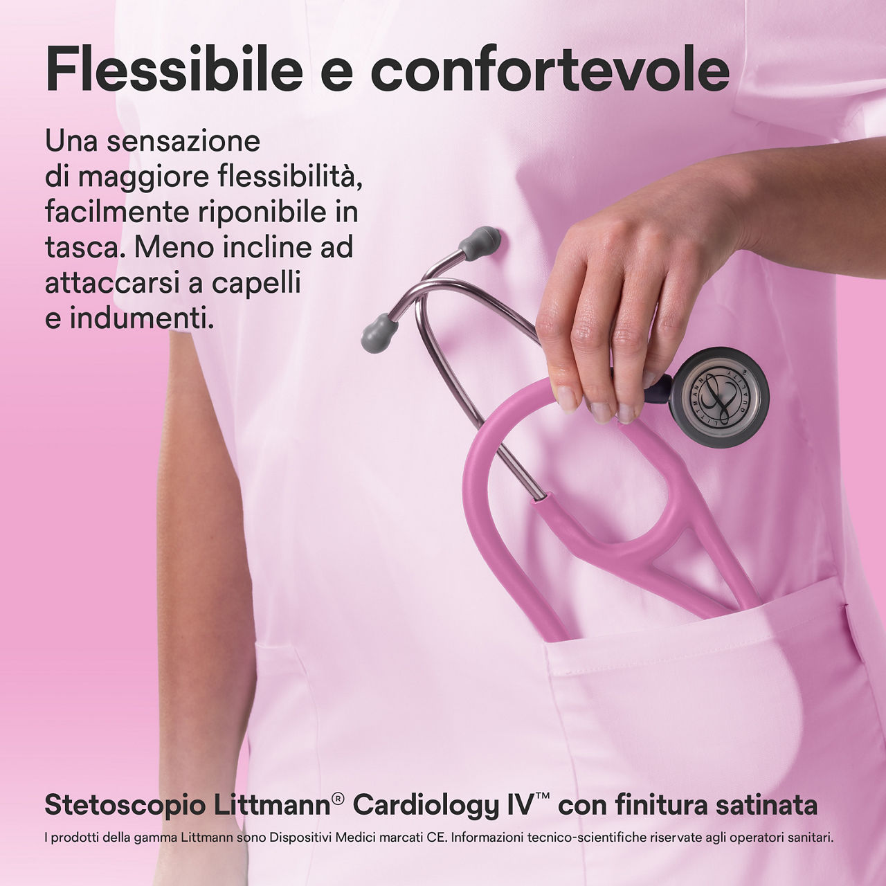 Littmann Cardiology Satin Finish stetoscopio rosa nel taschino