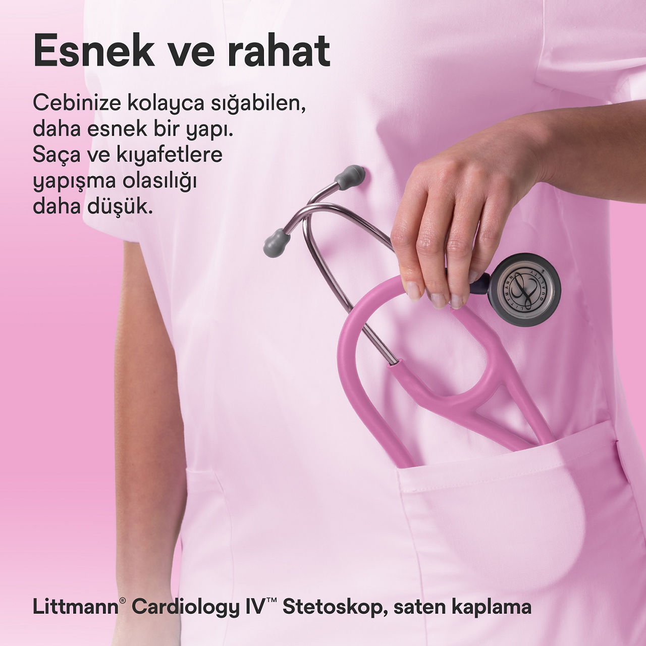 Littmann Cardiology Satin Finish pembe cepte stetoskop