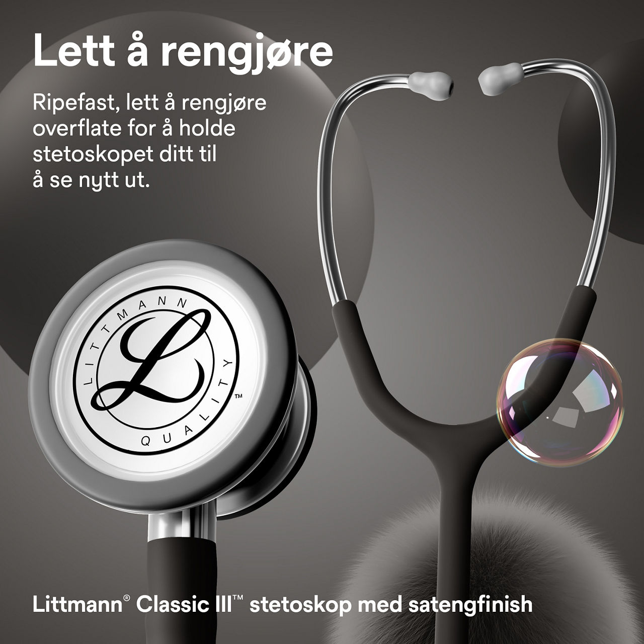 Littmann Classic stetoskop svart satin finish bryst og øre