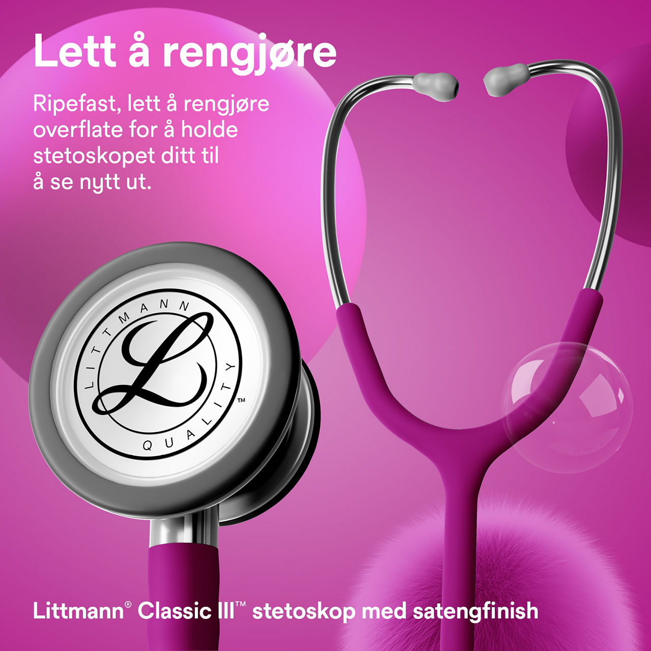 Littmann Classic stetoskop bringebær satin finish bryst og øre
