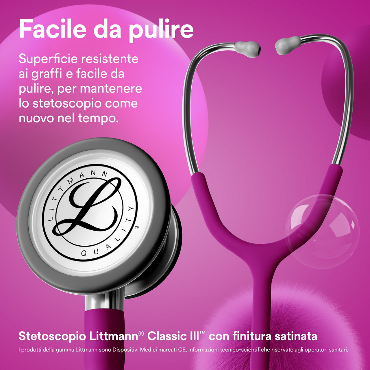 Littmann Classic Satin Finish stetoscopio raspberry con testina e auricolari