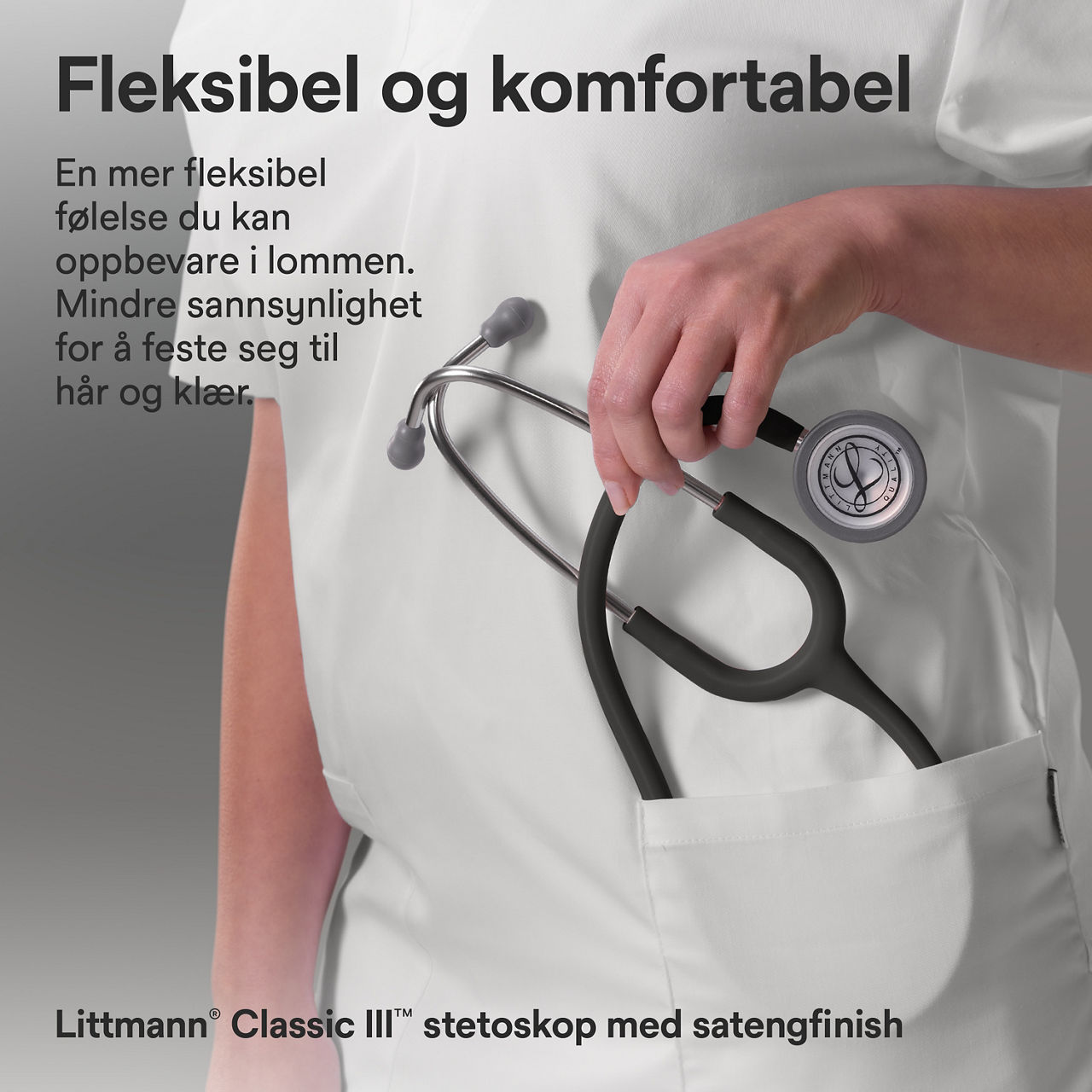 Littmann Classic stetoskop svart satin finish i lomme